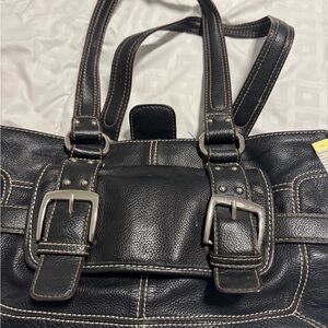 Sophia Caperelli Black and Cream Leather Accent